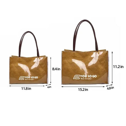 Clear PVC Kraft Tote Stylish Shoulder Handbag Customizable