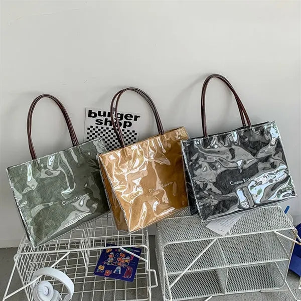 Clear PVC Kraft Tote Stylish Shoulder Handbag Customizable