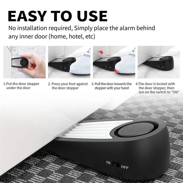 Portable 130dB Door Stopper Alarm for Travel Home Hotel