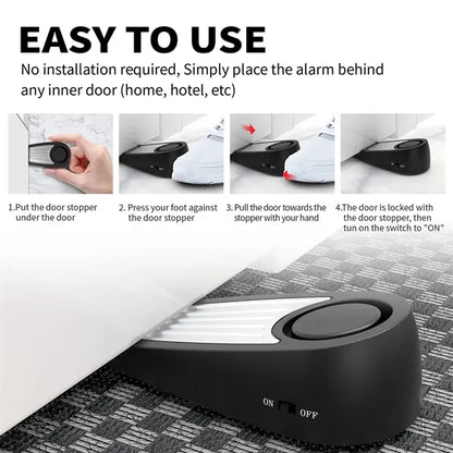 Portable 130dB Door Stopper Alarm for Travel Home Hotel