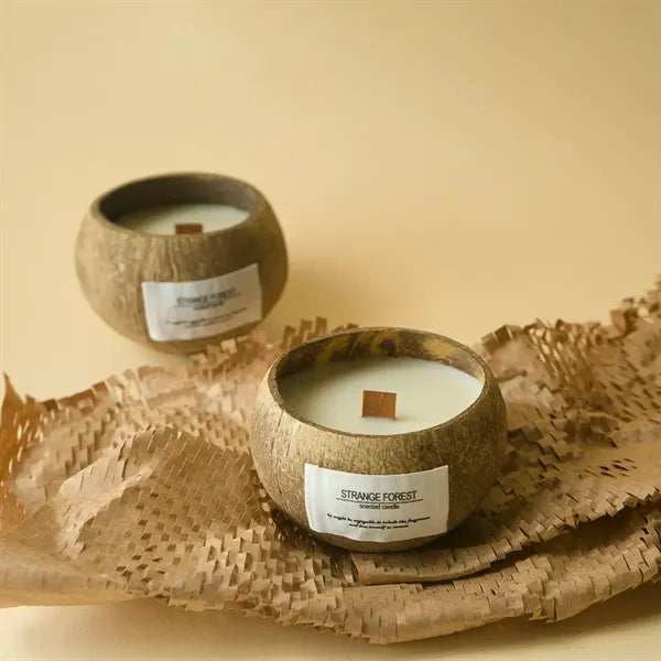 Soy Coconut Shell Candle With Wood Wick Eco Friendly