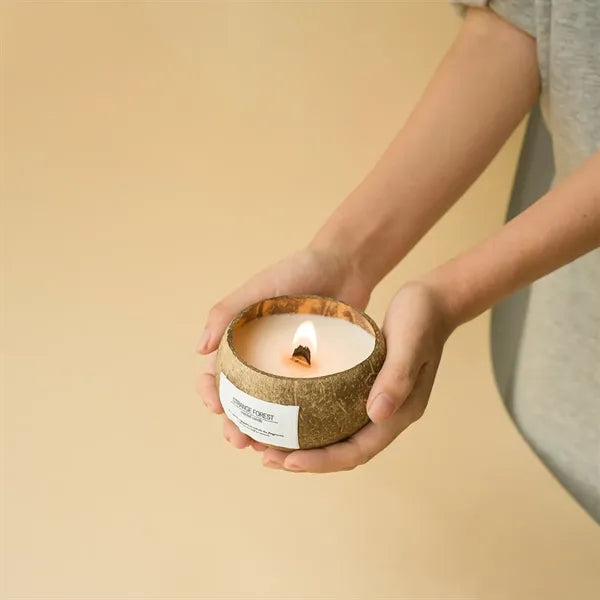 Soy Coconut Shell Candle With Wood Wick Eco Friendly