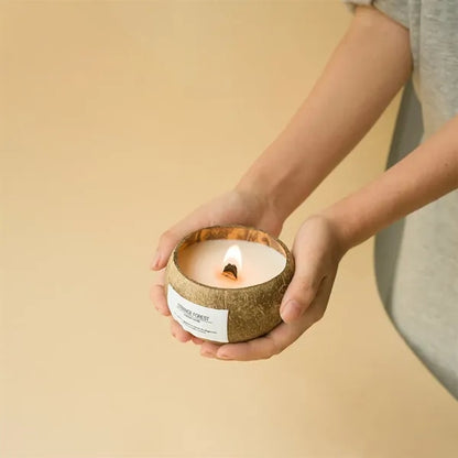 Soy Coconut Shell Candle With Wood Wick Eco Friendly