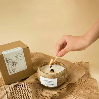 Soy Coconut Shell Candle With Wood Wick Eco Friendly