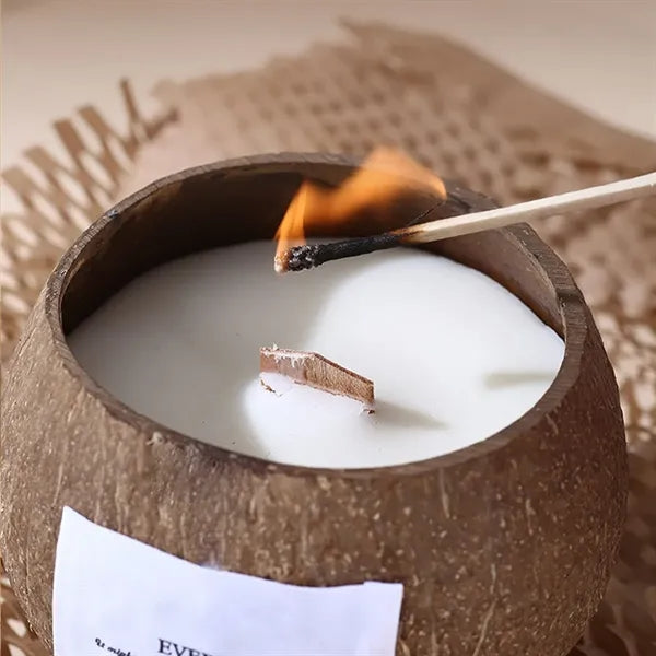Soy Coconut Shell Candle With Wood Wick Eco Friendly