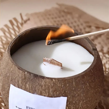 Soy Coconut Shell Candle With Wood Wick Eco Friendly
