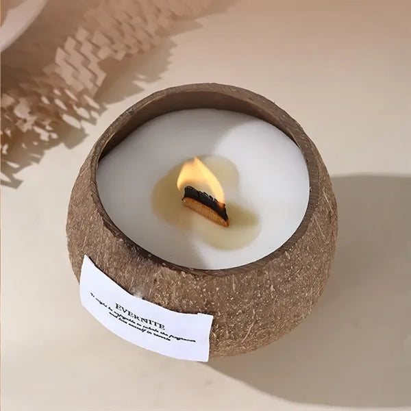 Soy Coconut Shell Candle With Wood Wick Eco Friendly