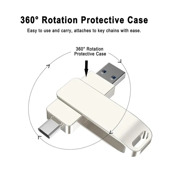 Dual USB C 2 in 1 Metal OTG Flash Drive for Phone Mac PC