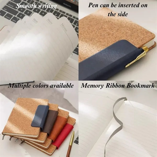 Office school eco-friendly cork cover lined journal notebook