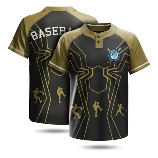 Unisex & Kids 2-Button Baseball Henley Sublimated-UPF Mesh