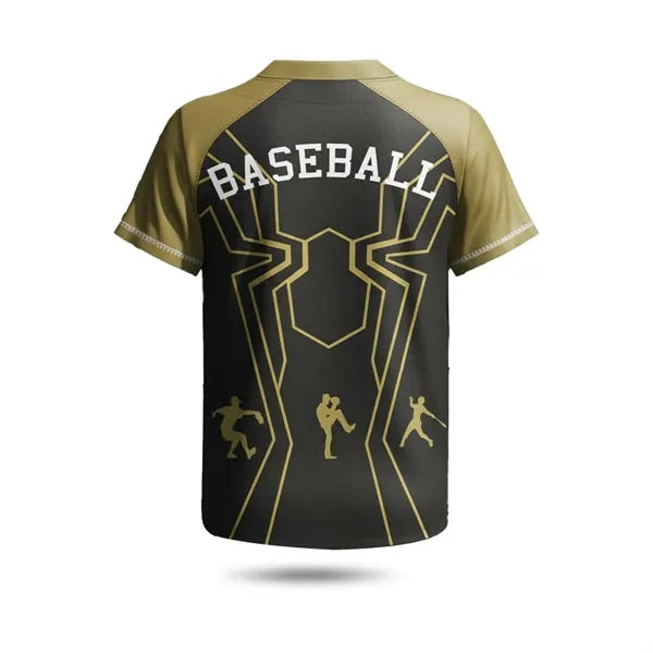Unisex & Kids 2-Button Baseball Henley Sublimated-UPF Mesh
