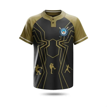 Unisex & Kids 2-Button Baseball Henley Sublimated-UPF Mesh