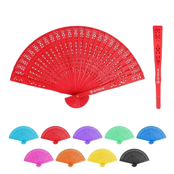 Wood Handheld Folding  Fan With Hollow Design