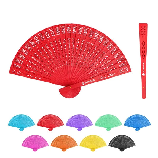 Wood Handheld Folding  Fan With Hollow Design