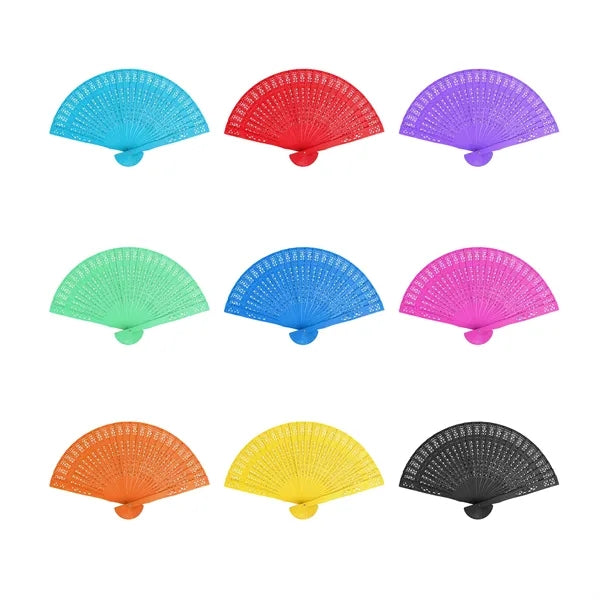 Wood Handheld Folding  Fan With Hollow Design