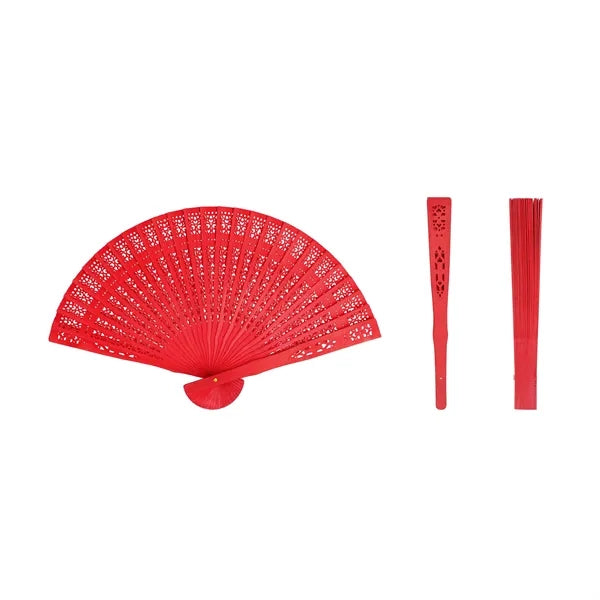 Wood Handheld Folding  Fan With Hollow Design