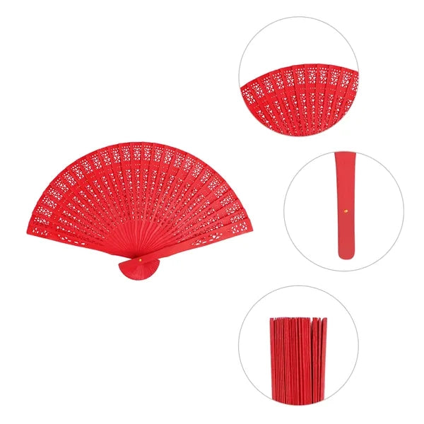 Wood Handheld Folding  Fan With Hollow Design