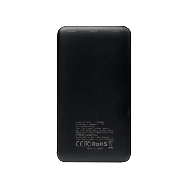 10,000 mAh Power Bank With Integrated Cables