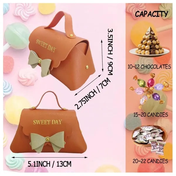 PU Leather Bowknot Gift Bags