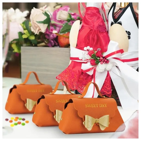 PU Leather Bowknot Gift Bags