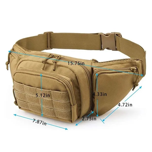 Outdoor hiking waist bag multi pockets tactical fanny pack