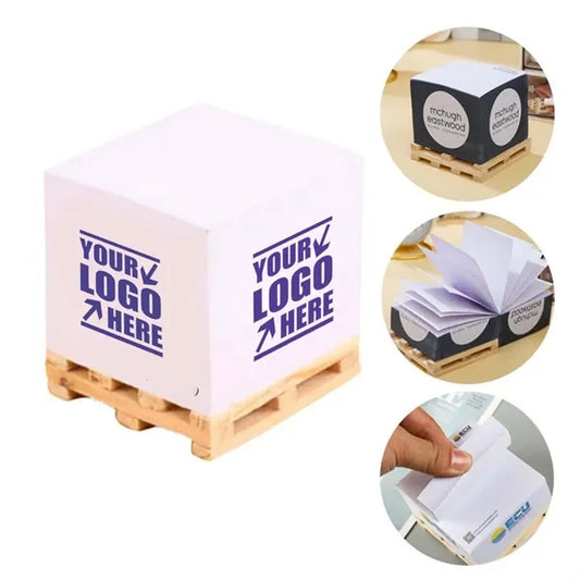 Custom Sticky Note Cube with Wood Pallet