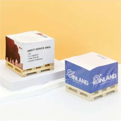 Custom Sticky Note Cube with Wood Pallet