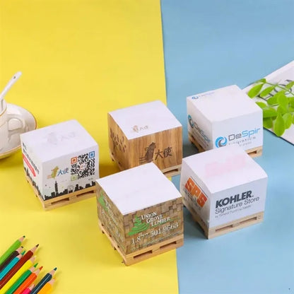 Custom Sticky Note Cube with Wood Pallet