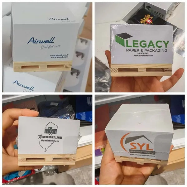 Custom Sticky Note Cube with Wood Pallet