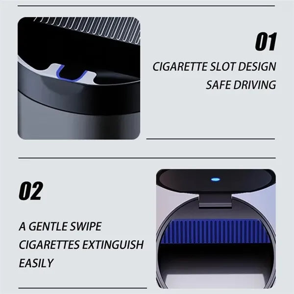 Smokeless Car Ashtray with Lid & LED Light