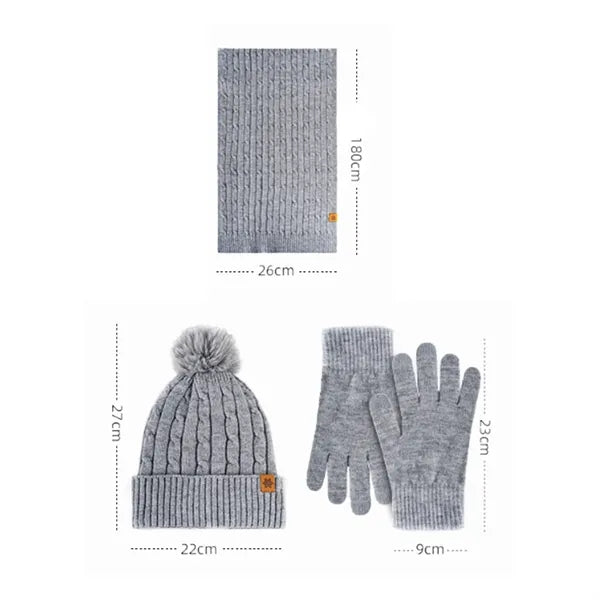 Winter Knit Hat Scarf and Gloves Set