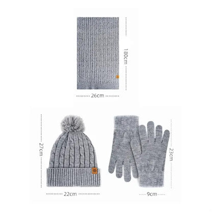 Winter Knit Hat Scarf and Gloves Set