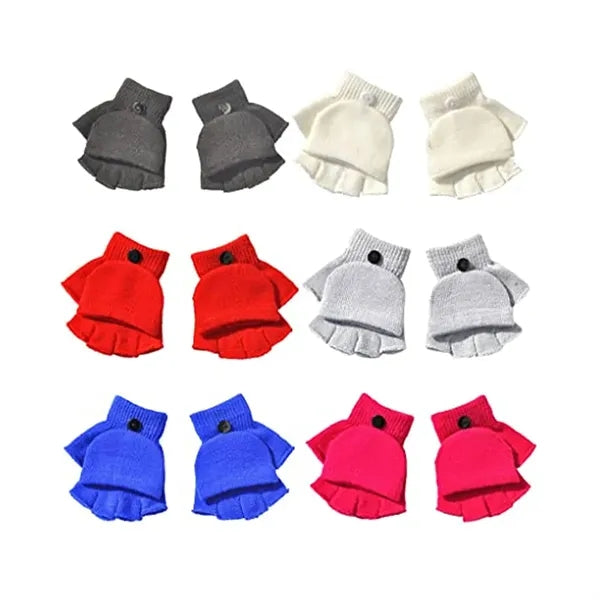 Convertible Knit Mittens Gloves with Flip Top