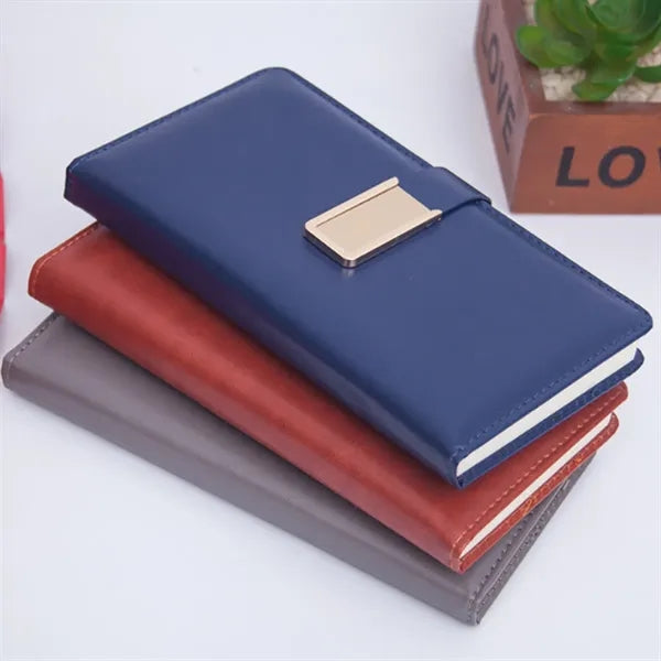 A6 Premium Leatherette Journal with Metal Accent Closure