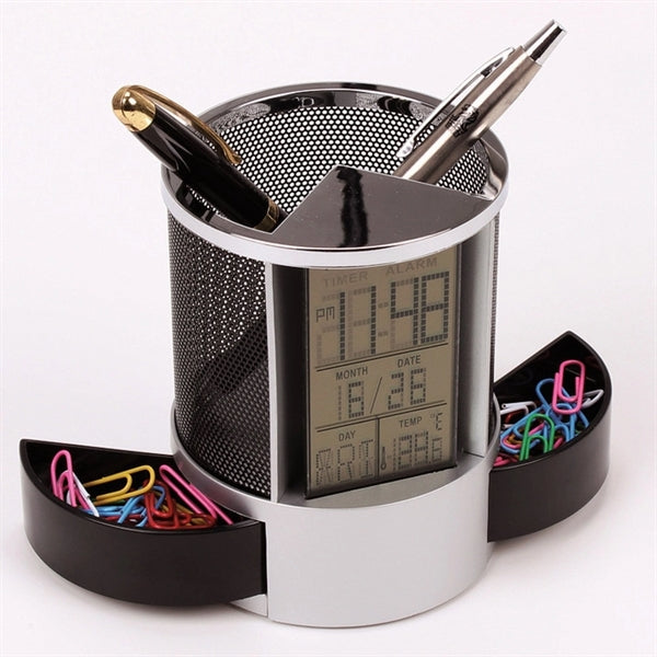 Desk Organizer with Multi Function Clock
