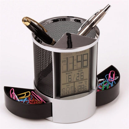 Desk Organizer with Multi Function Clock