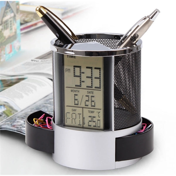 Desk Organizer with Multi Function Clock