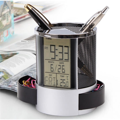 Desk Organizer with Multi Function Clock