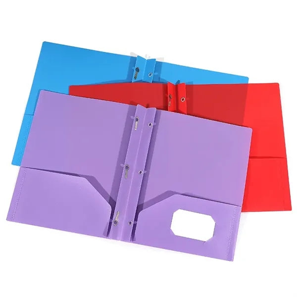PP D-Ring Report Folder with Double Pocket and Clips