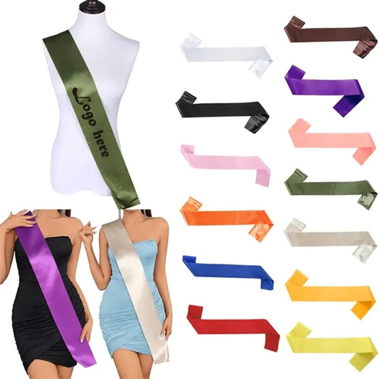Customizable Multi-Color Satin Sash For Party Decorations