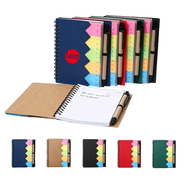 A5 Coiled Kraft Paper Cover Notepad With Pen