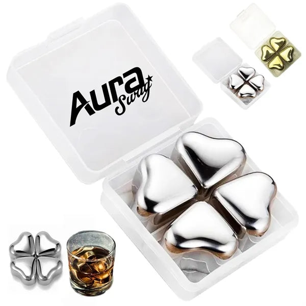 Heart Shaped Stainless Steel Ice Cubes with Case