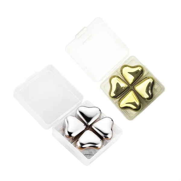Heart Shaped Stainless Steel Ice Cubes with Case