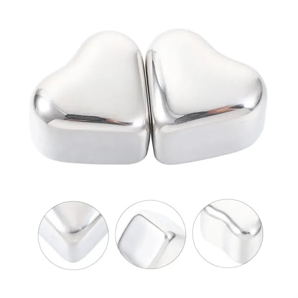 Heart Shaped Stainless Steel Ice Cubes with Case