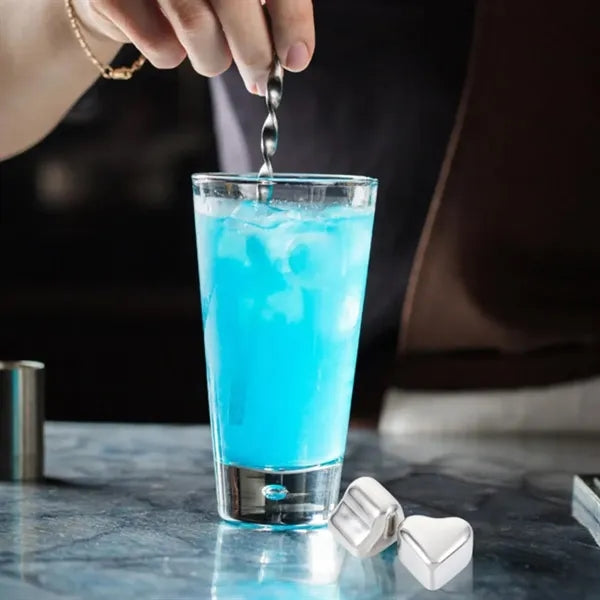Heart Shaped Stainless Steel Ice Cubes with Case
