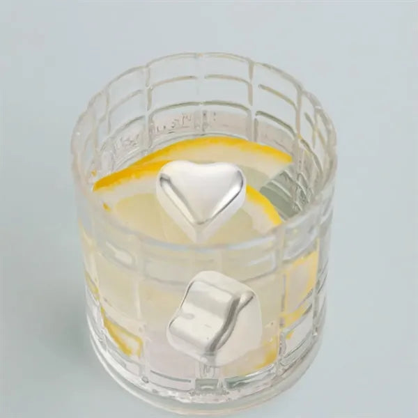 Heart Shaped Stainless Steel Ice Cubes with Case
