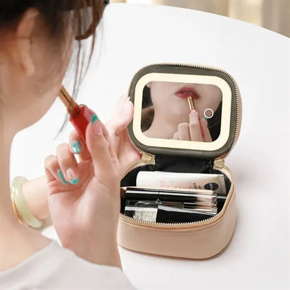 Makeup Bag With Mirror Light-Filling