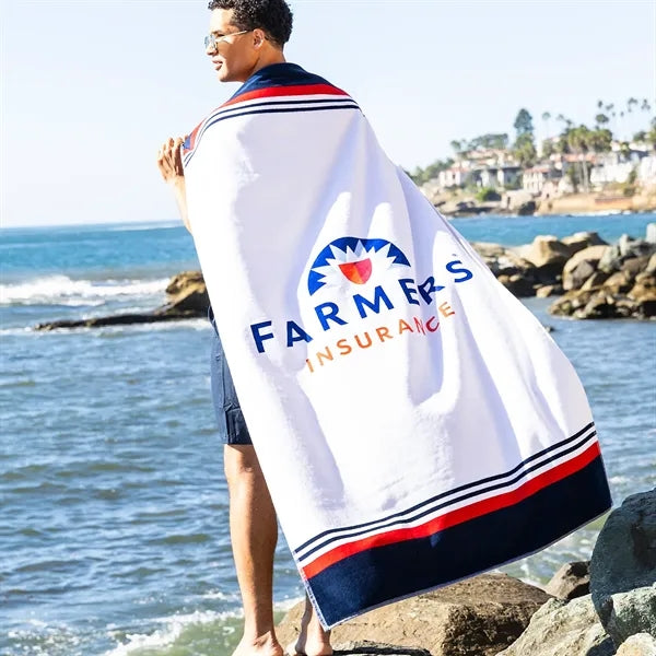 Harbor Stripe Cotton Velour Beach Towel
