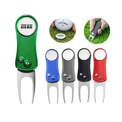 Foldable Golf Divot Tool with Magnetic Ball Marker