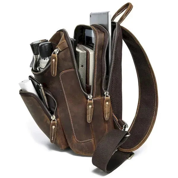 Vintage Full Grain Leather Sling Bag